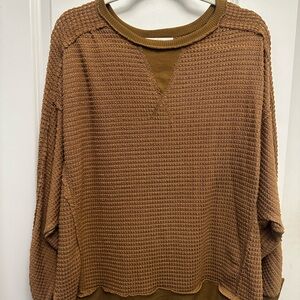 TALULAH Brown Waffle Knit Tunic